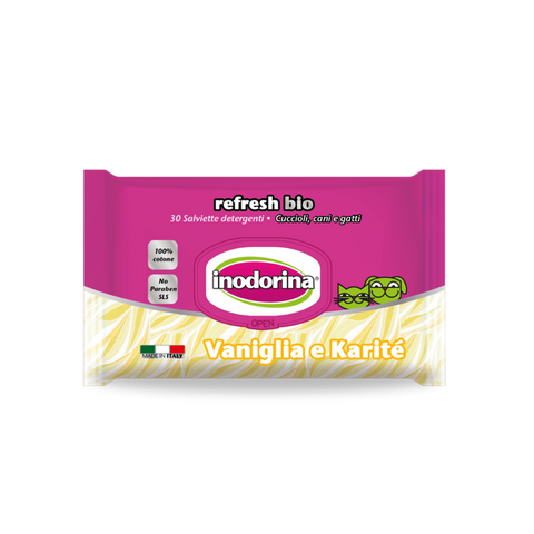 Inodorina Toalhetes Refresh Bio Baunilha & Carité - Pet Premium Food